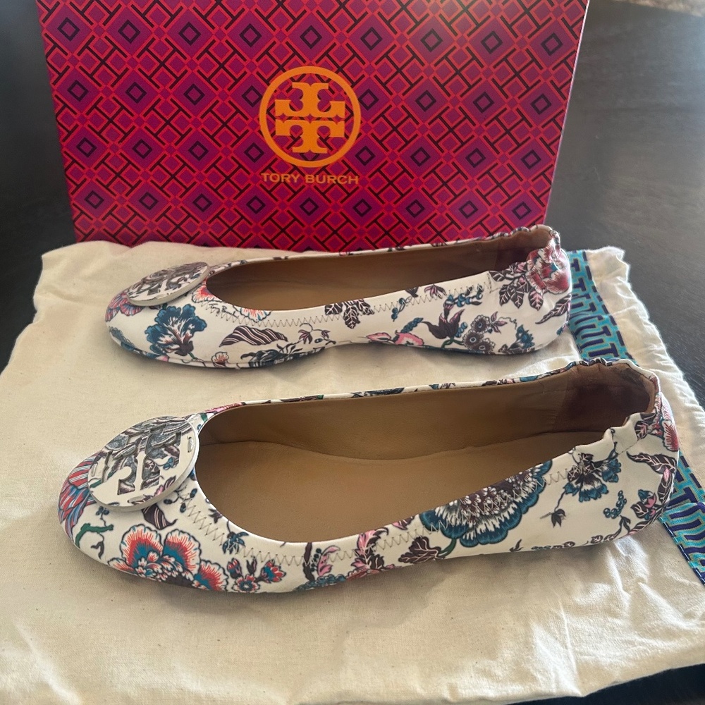 ๐ธ NEW ๐ธ Tory Burch Minnie Ballet Floral Flats 8.5 - Picture 4 of 8